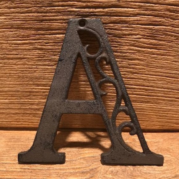 Cast Iron ANY LETTER 4 5/8" tall Raw Rustic Brown Ornate Cast Iron 0184-0557 - Picture 2 of 16